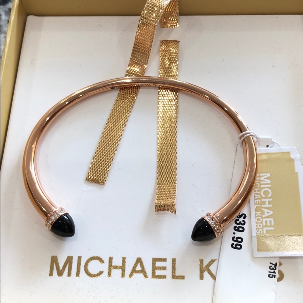 MK rose gold with black detail bracelet
